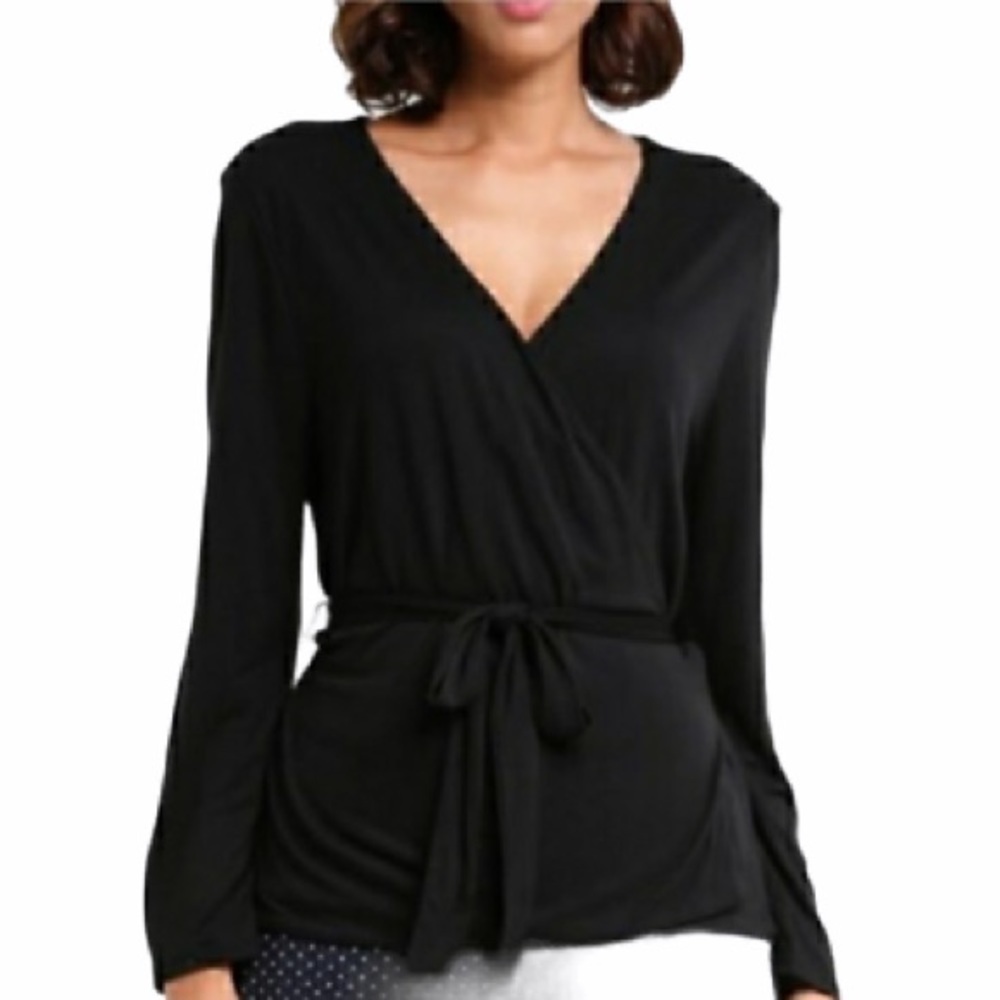 J. CREW MERCANTILE Black Faux Wrapped Top K4944‎ Black Size 4